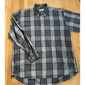 Barbour Men's Plaid Long Sleeve Shirt 100% Cotton Regular Fit XL Grey/Charcoal